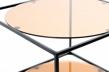 Masuta de cafea patrata din sticla cu spatiu de depozitare Cody 50x50x36 cm Coral/negru - Img 4