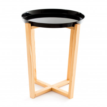 Masuta de cafea rotunda din lemn de pin si metal 60 cm - Img 1