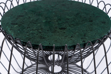 Masuta de cafea rotunda din marmura si fier 60x60x35 cm verde/negru - Img 3