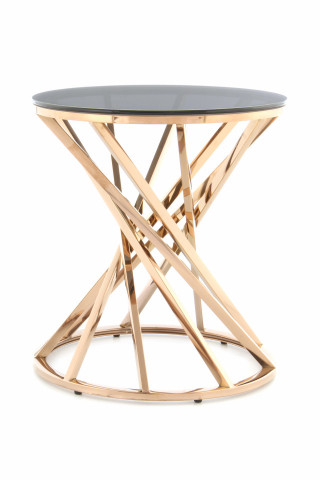Masuta de cafea rotunda din sticla Wesley 40x40x42 cm gri/auriu - Img 2