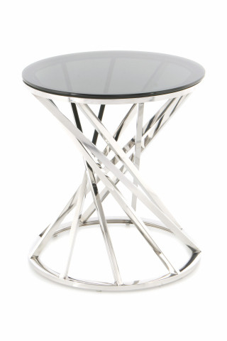 Masuta de cafea rotunda din sticla Wesley 50x50x55 cm negru/argintiu - Img 1