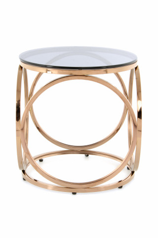 Masuta de cafea rotunda din sticla Whitney 40x40x42 cm gri/auriu - Img 2