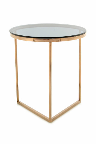 Masuta de cafea rotunda din sticla Wynona 50x50x55 cm gri/auriu - Img 4