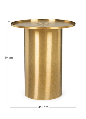 Măsuță de cafea rotundă Kalpita, diametru 51 cm, din oțel cu finisaj placat cu alamă - Img 2