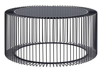 Măsuță de cafea rotundă Kieran, din metal și sticlă securizată, diametru 80 cm