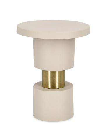 Masuta de cafea rotunda Mitul, otel mat crem, diametru 35 cm, inaltime 45 cm