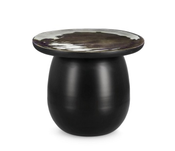 Măsuță de cafea rotundă Zainab, din lemn de acacia și oțel, cu finisaj natural, diametru 40 cm