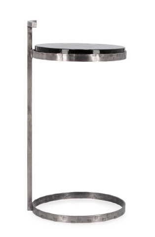 Măsuță de cafea rotundă Zayla, din sticlă și oțel, finisaj nichel antichizat - Img 5