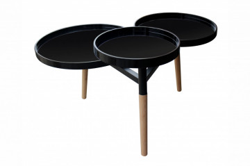 Masuta de cafea triplet Butler 86,5x71x50 cm neagra