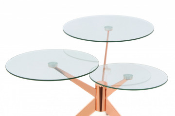 Masuta de cafea triplet rotunda din sticla 75x75x46 cm transparenta/Coral - Img 3