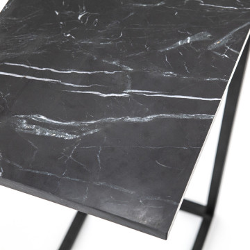 Masuta laterala dreptunghiulara din marmura si metal Edge 40x27x65 cm neagra - Img 2