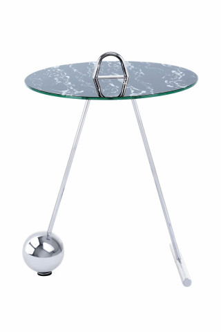 Masuta laterala rotunda din sticla Pendulum 46x46x60 cm albastru/argintiu - Img 3