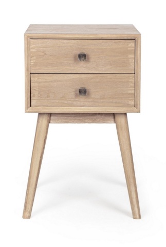 Noptiera Alannis cu 2 sertare, din lemn vopsit, 40x30x66 cm - Img 3