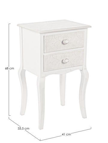 Noptiera Clorine cu 2 sertare, cu motive florale încrustate, finisaj mat, 41x33.5x68 cm - Img 2