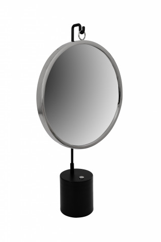 Oglinda rotunda argintiu/negru Elegance 14x41x75 cm