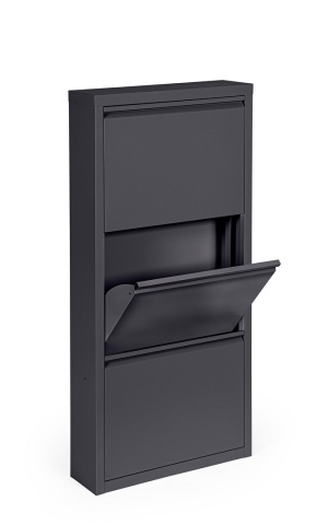 Pantofar metalic Eyvin, 3 uși rabatabile, negru, 50x15x106 cm - Img 2