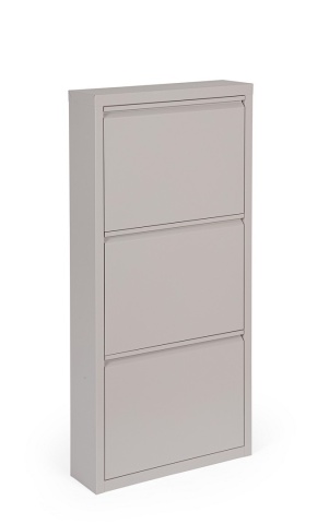 Pantofar metalic Eyvin, 3 uși rabatabile, taupe, 50x15x106 cm