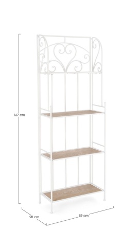 Raft Guenda, 4 polițe, pliabil, din metal și MDF, vopsit electrostatic, alb, 59x28x167 cm - Img 2