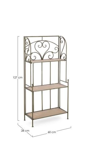 Raft Guenda cu 3 polițe, pliabil, din metal și MDF, verde închis, 60x28x127 cm - Img 2
