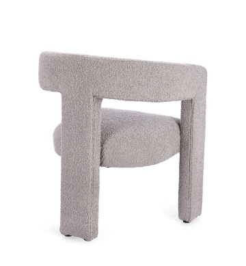 Scaun cu brațe Arabella, din stofă bouclé, gri perlat, 64x56x75 cm - Img 2