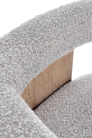Scaun cu brațe, din material textil buclat, Natural/Gri, 70x60x71 cm - Img 7