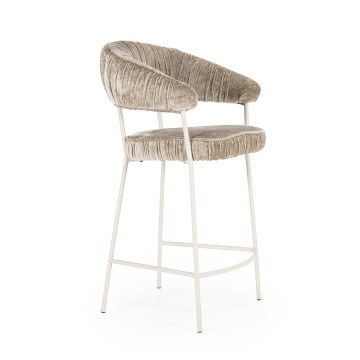 Scaun de bar Lizzy din Țesătură și metal taupe - Img 10