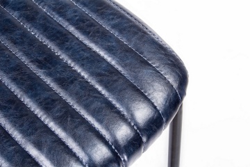 Scaun de bar Vintage, din piele ecologică, albastru, 44x51x100 cm - Img 6