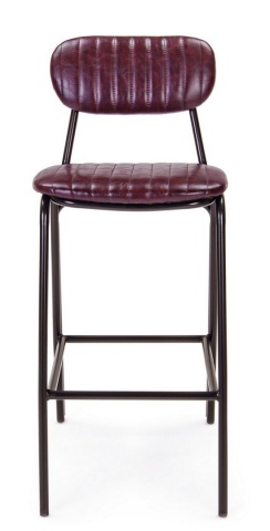 Scaun de bar Vintage, din piele ecologică, bordeaux, 44x51x100 cm - Img 3