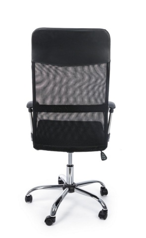 Scaun de birou Dakar, reglabil pe înălțime, cu brațe, din textil și mesh, cu bază metalică cromată, negru, 48x49x114-124 cm - Img 4