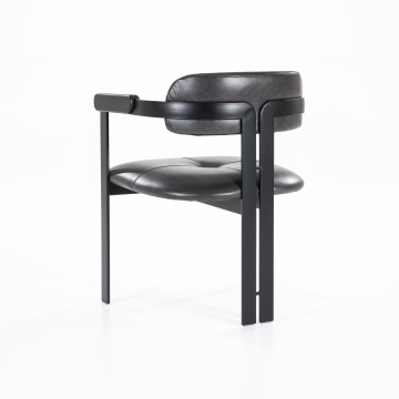 Scaun Morris din piele si metal negru - Img 5