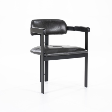 Scaun Morris din piele si metal negru - Img 11