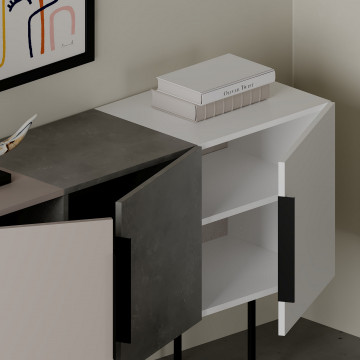 Servanta din pal melaminat Tontini gri, alb, mocha deschis 150x79,5x42 cm - Img 5