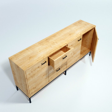 Servanta din pal melaminat Volgograd stejar 180x80x45 cm - Img 6