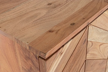 Servanta Raida, 160 cm, cu 3 uși, din lemn de acacia, stil vintage, 160x40x76 cm - Img 7