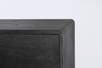 Servanta Widald 160 cm, cu 3 uși și 3 sertare, furniruit cu frasin și picioare din oțel, negru - Img 6