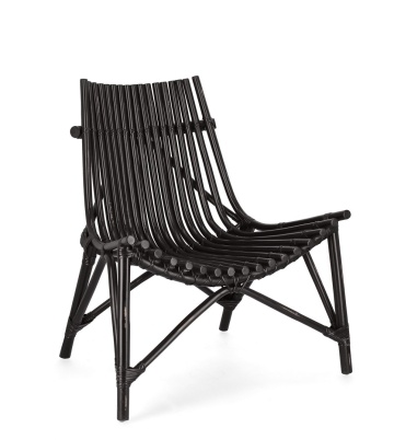 Set 2 Fotolii lounge Menendez, din ratan, negru, 77 x 80 x 84 cm
