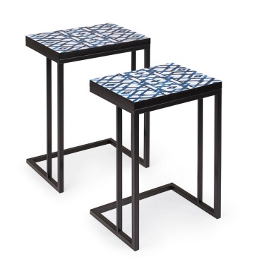 Set 2 măsuțe de cafea Neapolis, cu cadru metalic și blat imprimat, 40.5x30x56 cm și 45.5x33x62.5 cm - Img 5
