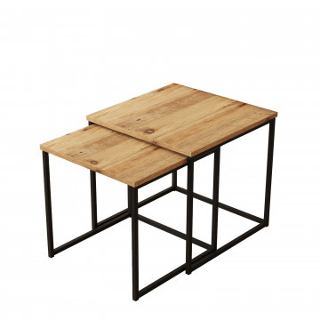 Set 2 masute de cafea patrate pin 50 cm, 45 cm