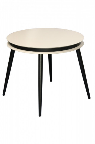Set 2 masute de cafea rotunde din lemn de plop Suri 60x60x50,5 cm negru/crem - Img 2