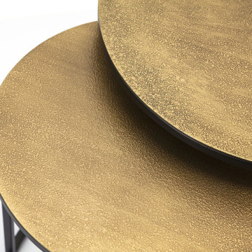 Set 2 masute de cafea rotunde din metal Setto 49x49x52 cm maro - Img 2