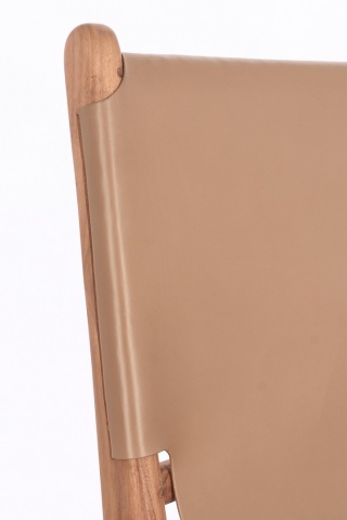 Set 2 scaune Eugenie, din lemn de tec și piele naturală, taupe, 46 x 59 x 85 cm - Img 7