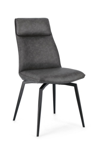 Set 2 scaune Lawrence, piele ecologică și picioare din oțel vopsit, antracit, 48x64x92 cm