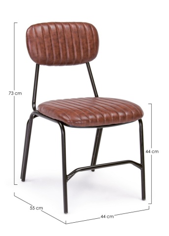 Set 2 scaune vintage cu ținte metalice, tapițate cu piele ecologică, maro, 44 x 55 x 78 cm - Img 2