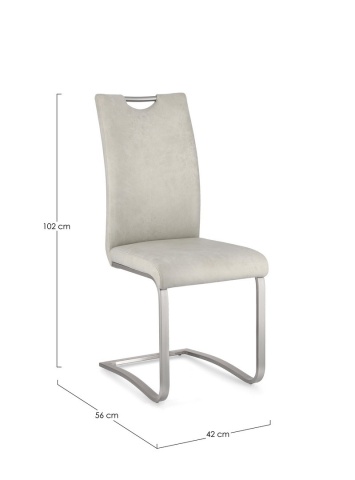 Set 4 scaune Kenneth, din piele ecologică și oțel vopsit electrostatic, crem, 42x56x102 cm - Img 2