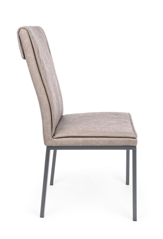 Set 4 scaune Sofie, tapițate cu piele ecologică vintage, taupe 43x59.5x99.5 cm - Img 5
