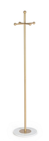 Set de 2 Cuiere din oțel cu bază de marmură, finisaj auriu, diametru 35 cm, înălțime 175 cm - Img 1