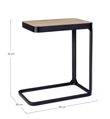 Set de 2 Măsuță de cafea stil nordic, metal și furnir de brad, 50x30x55 cm - Img 2