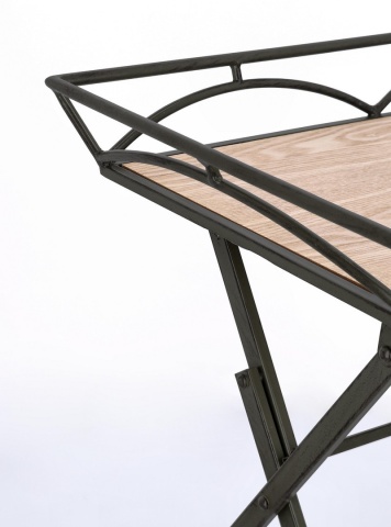 Set de 2 măsuțe de cafea Guenda, dreptunghiulare, din oțel vopsit electrostatic și MDF, negre, 63x40x60 cm - Img 4