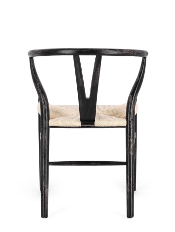 Set de 2 Scaun din lemn de fag cu șezut împletit, natural/negru, 50 x 49.5 x 77 cm - Img 5