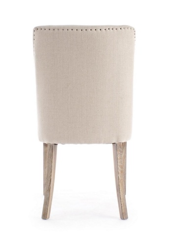 Set de 2 scaune Beatriz, cu ținte metalice, tapițerie din in, natur, 48x57x88 cm - Img 4